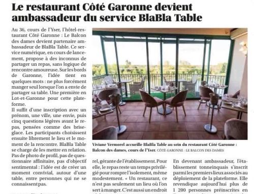 Le restaurant Côté Garonne devient ambassadeur du service Blabla Table